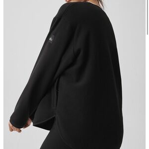 alo Oversized Black Fleece Pullover